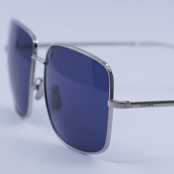 Celine CL40284U 16V Sunglasses Palladium Square Frame, Blue Lenses main image 4